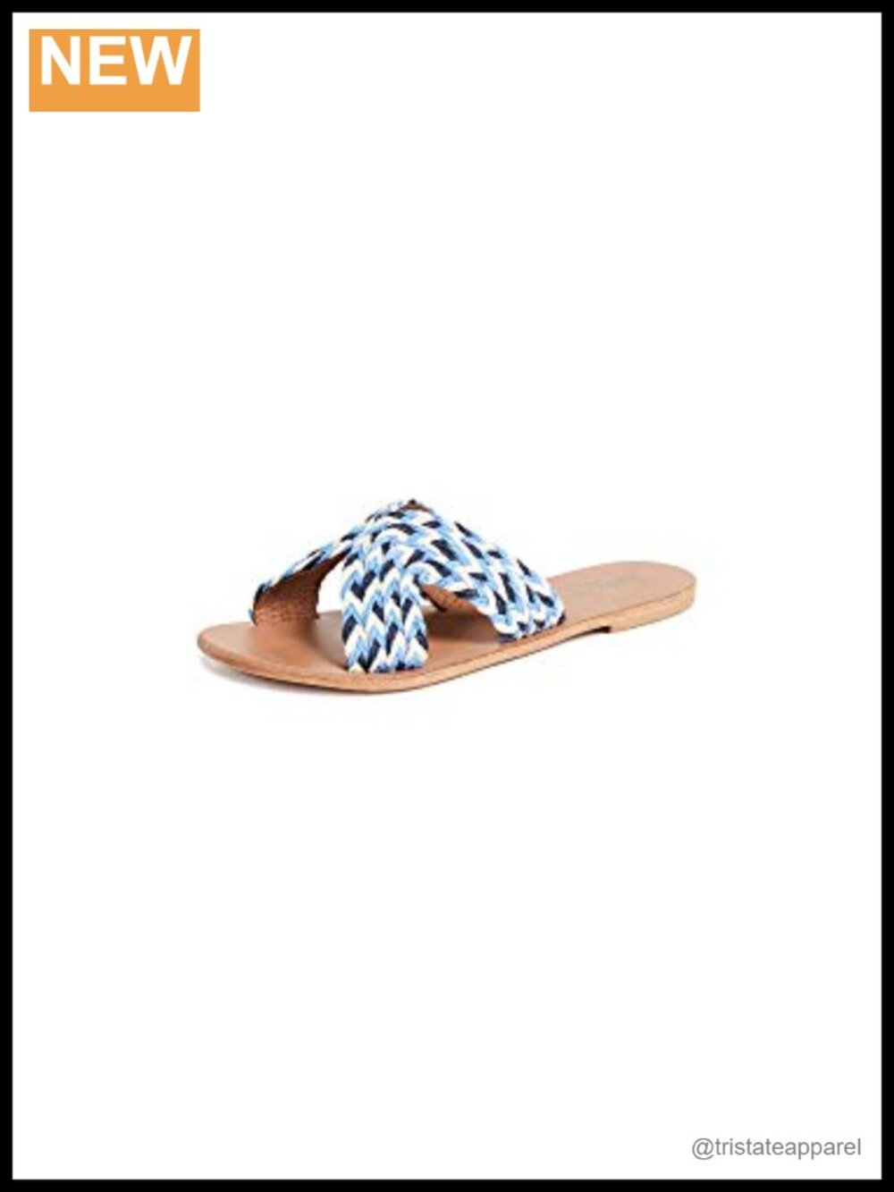 Woven Open Toe Slide Sandal with Ankle Strap Embroidered Slip On